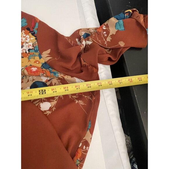 Liberty Love Plus Size 3XL Floral Roll Tab Sleeve V-Neck Forest Fairy Colorful - Picture 12 of 12